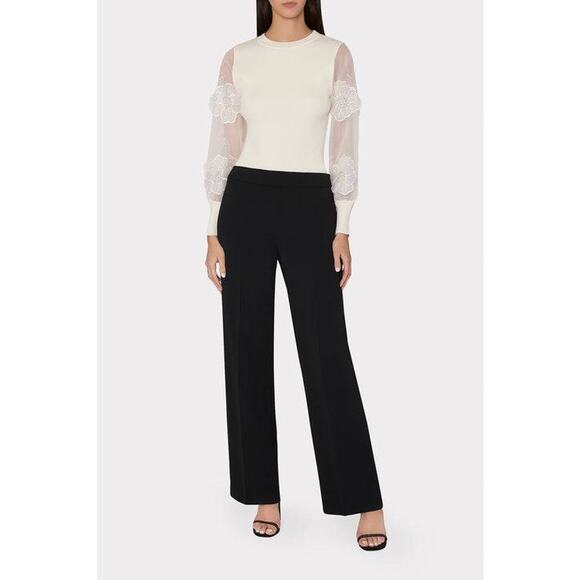 Milly Natia Crepe Pants in Black 6